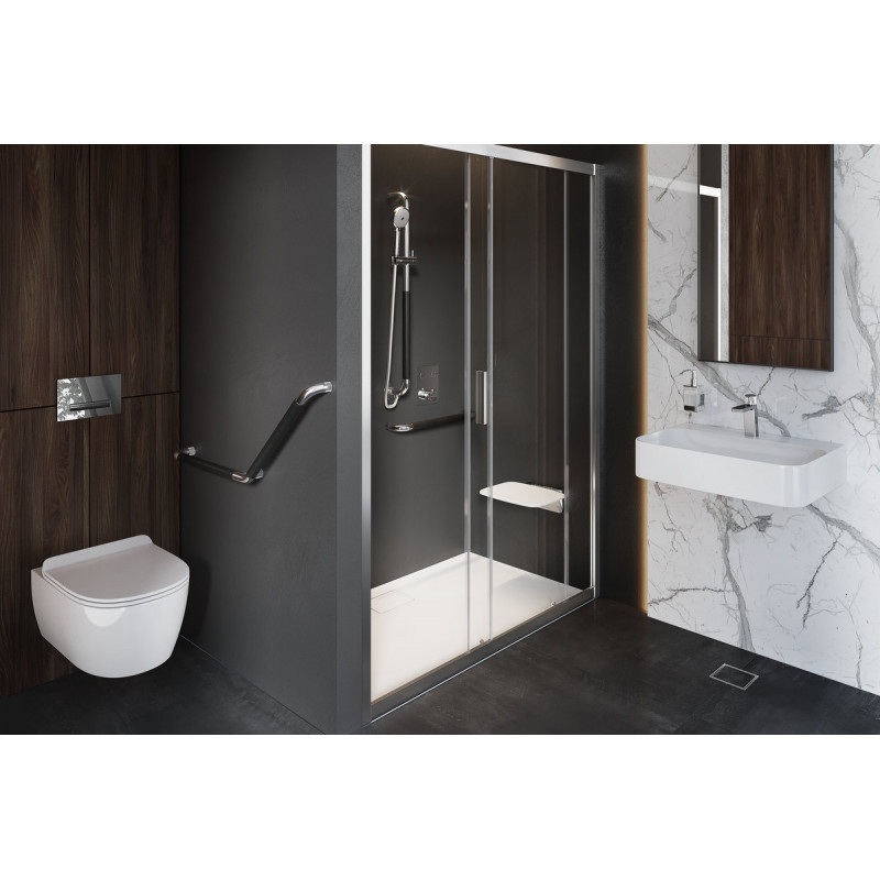 UCHWYT ŁAZIENKOWY PRYSZNICOWY Z PRZYŁĄCZEM WODY HENDI CZARNY MAT