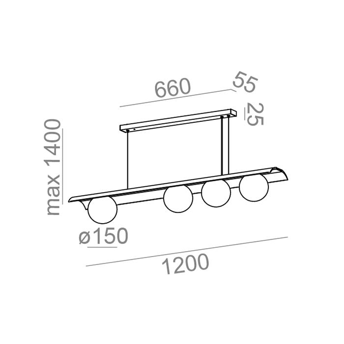 Aqform MODERN BALL WP x4 LED asymmetry zwieszany
