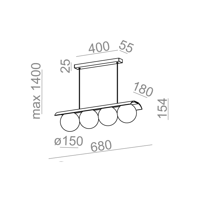 Aqform MODERN BALL WP x4 LED zwieszany