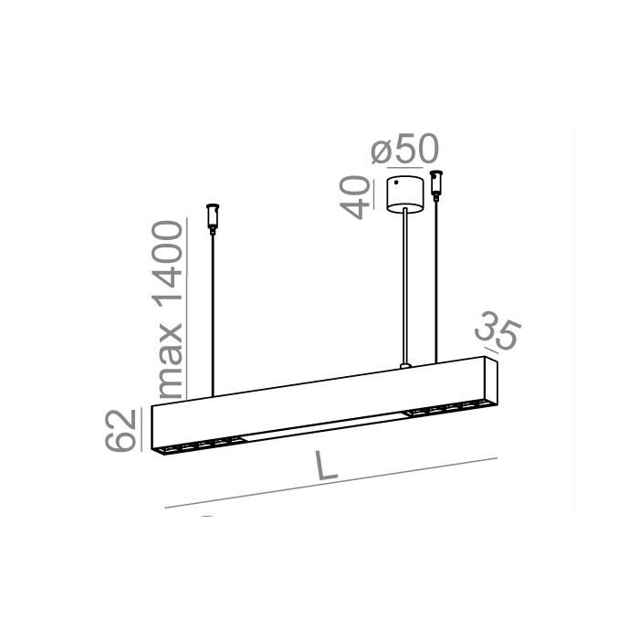 Aqform RAFTER points 133 cm LED section zwieszany