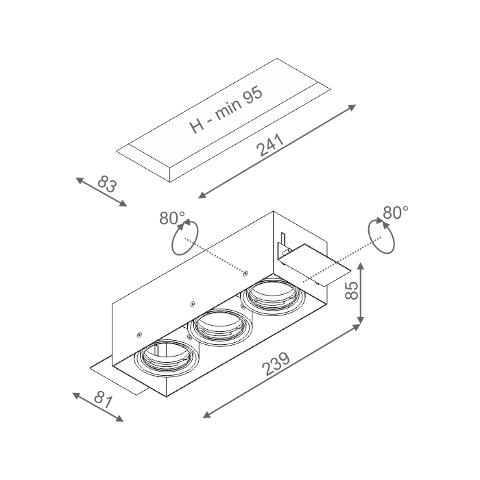 Aqform SQUARES 50x3 trimless 230V wpuszczany