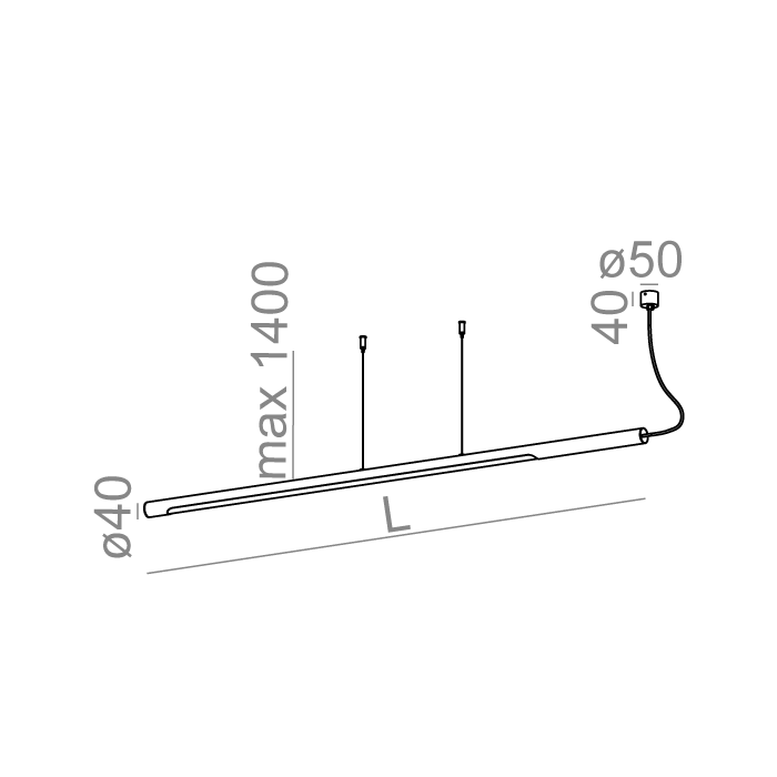 Aqform THIN TUBE asymmetry 150 LED zwieszany