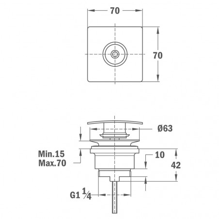 FORMENTERA KOREK UMYWALKOWY CLICK-CLACK KWADRATOWY