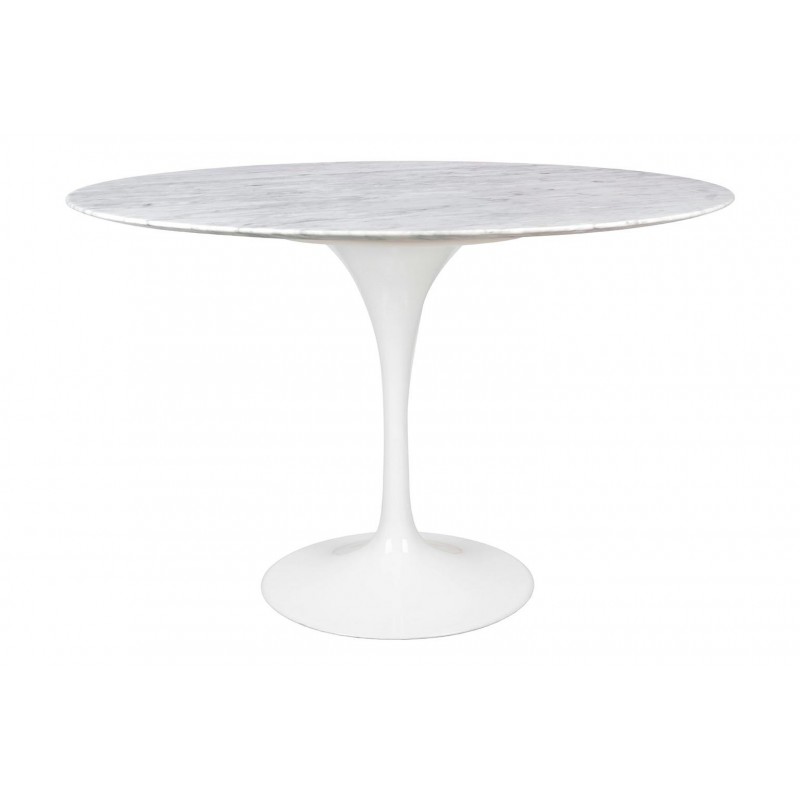 Stół TULIP MARBLE 120 CARRARA biały - blat okrągły marmurowy, metal