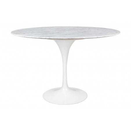 Stół TULIP MARBLE 120 CARRARA biały - blat okrągły marmurowy, metal