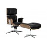 Fotel biurowy LOUNGE BUSINESS czarny z podnóżkiem - sklejka orzech, skóra naturalna, stal polerowana