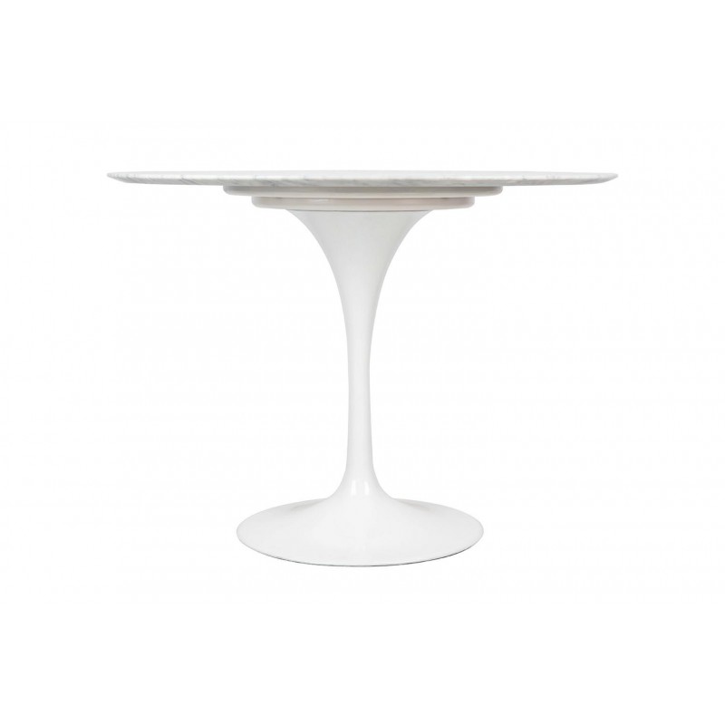 Stół TULIP MARBLE 100 CARRARA biały - blat okrągły marmurowy, metal