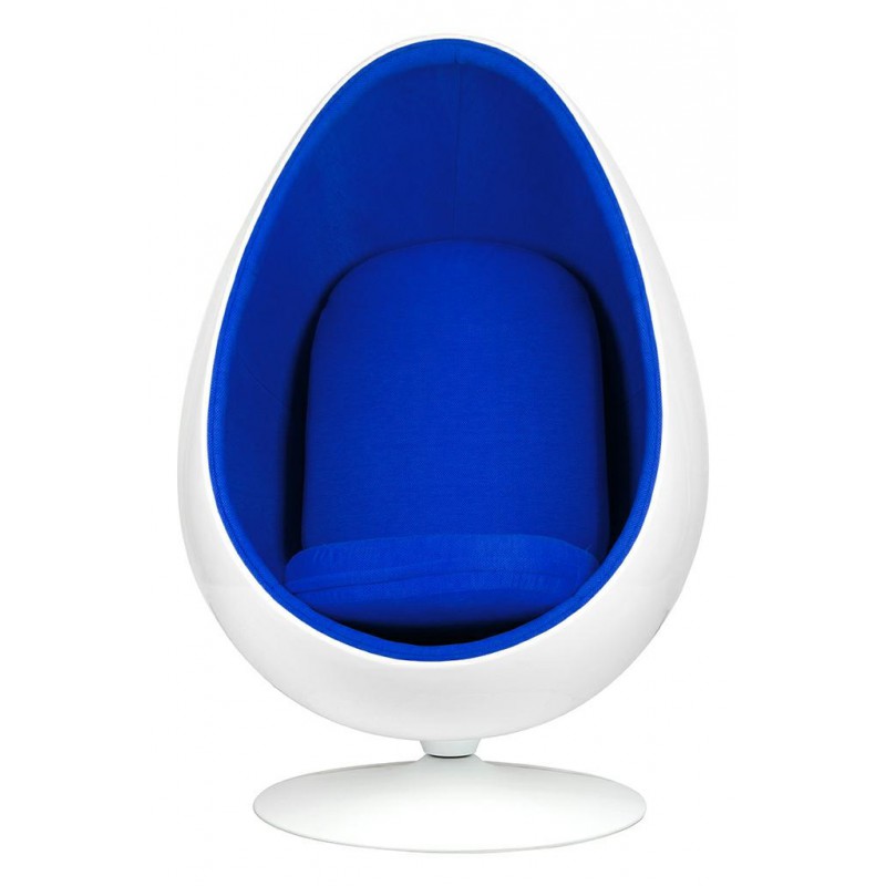 Fotel OVALIA biało-niebieski - włókno szklane, wełna
