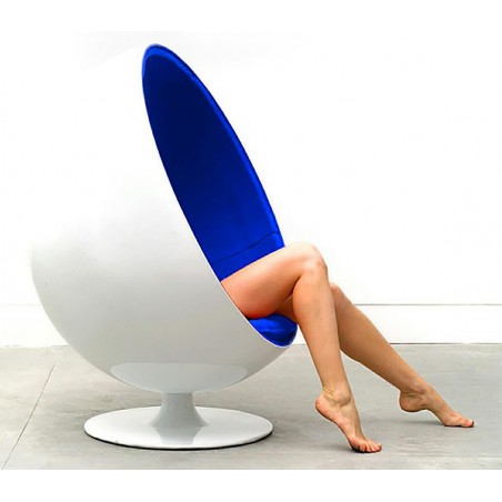 Fotel OVALIA biało-niebieski - włókno szklane, wełna