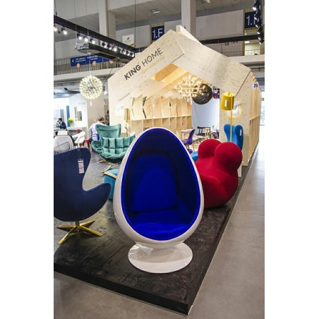 Fotel OVALIA biało-niebieski - włókno szklane, wełna