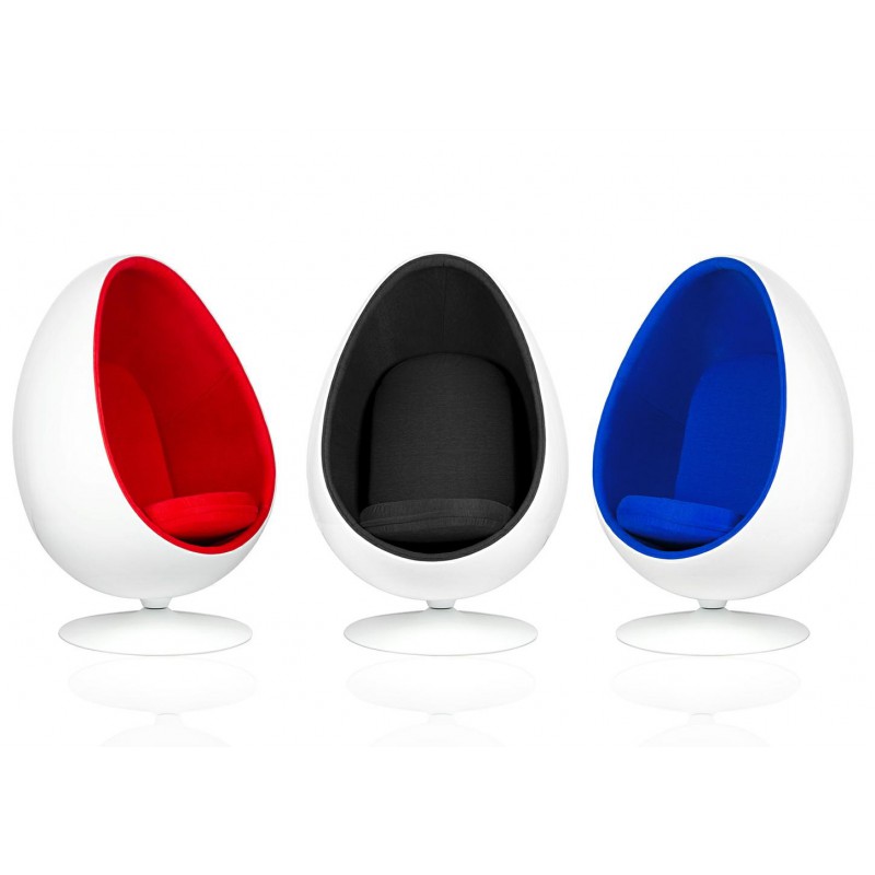 Fotel OVALIA biało-niebieski - włókno szklane, wełna