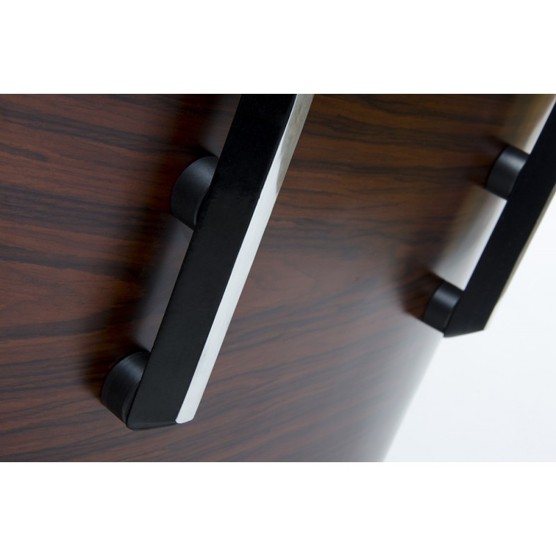 Fotel LOUNGE biały, sklejka orzech - skóra naturalna