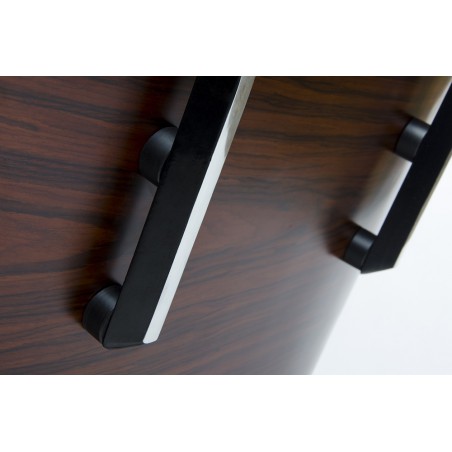 Fotel LOUNGE biały, sklejka orzech - skóra naturalna