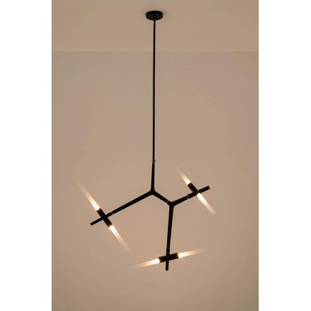 Lampa wisząca CANDELABR 6 czarna - aluminium, szkło