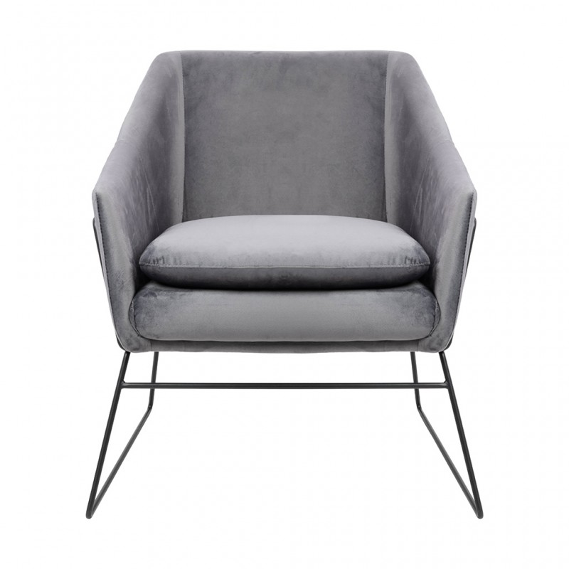 Fotel EMMA VELVET ciemny szary welur - podstawa czarna