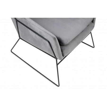 Fotel EMMA VELVET ciemny szary welur - podstawa czarna