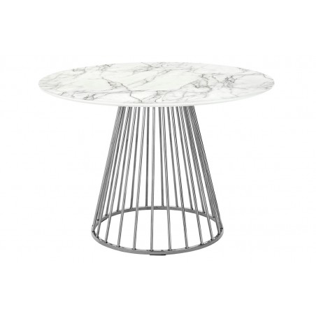 Stół GLAM MARBLE 110 - MDF, chromowana podstawa