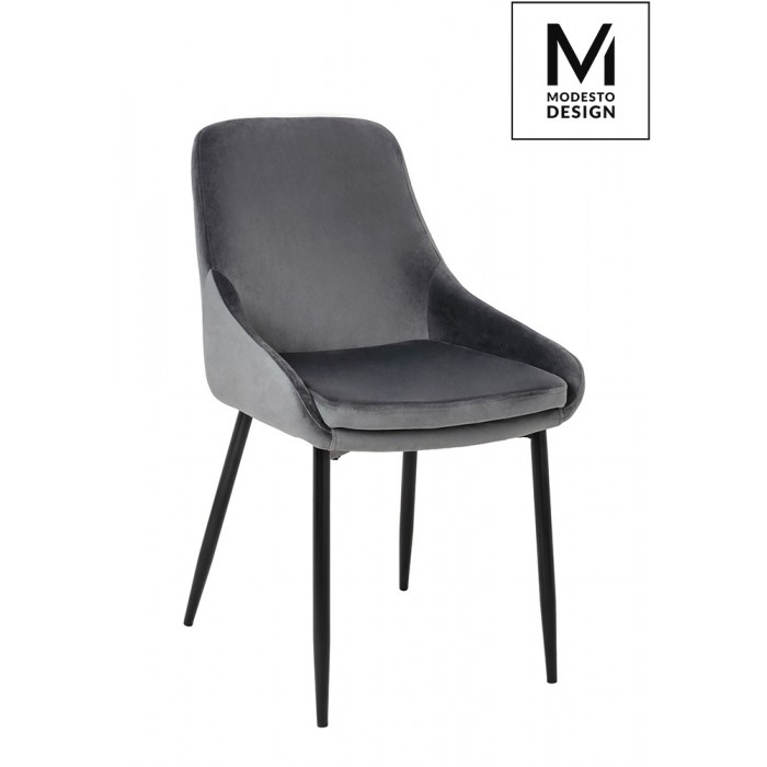 MODESTO krzesło CLOVER ciemny szary - welur, metal