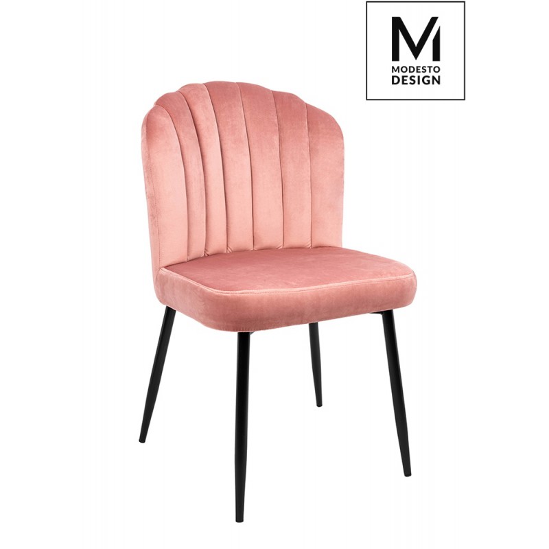 MODESTO krzesło RANGO różowe - welur, metal