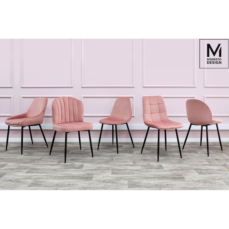 MODESTO krzesło RANGO różowe - welur, metal
