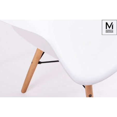MODESTO fotel DAW DSW biały - polipropylen, nogi bukowe