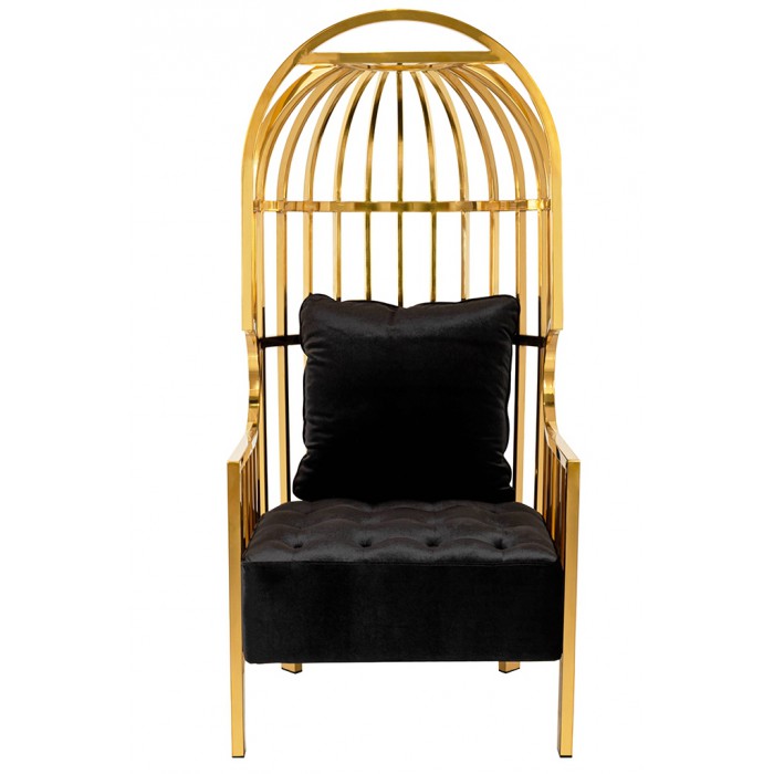 Fotel LORD złoty - poduszka czarny velvet