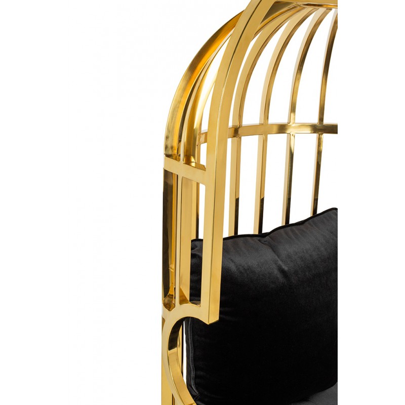 Fotel LORD złoty - poduszka czarny velvet