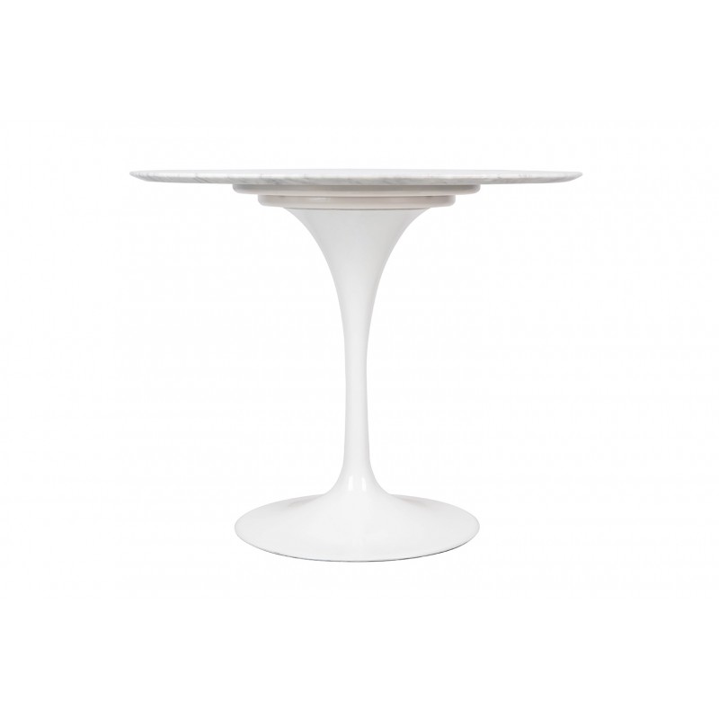 Stół TULIP MARBLE 90 CARRARA biały - blat okrągły marmurowy, metal