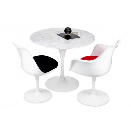 Stół TULIP MARBLE 90 CARRARA biały - blat okrągły marmurowy, metal