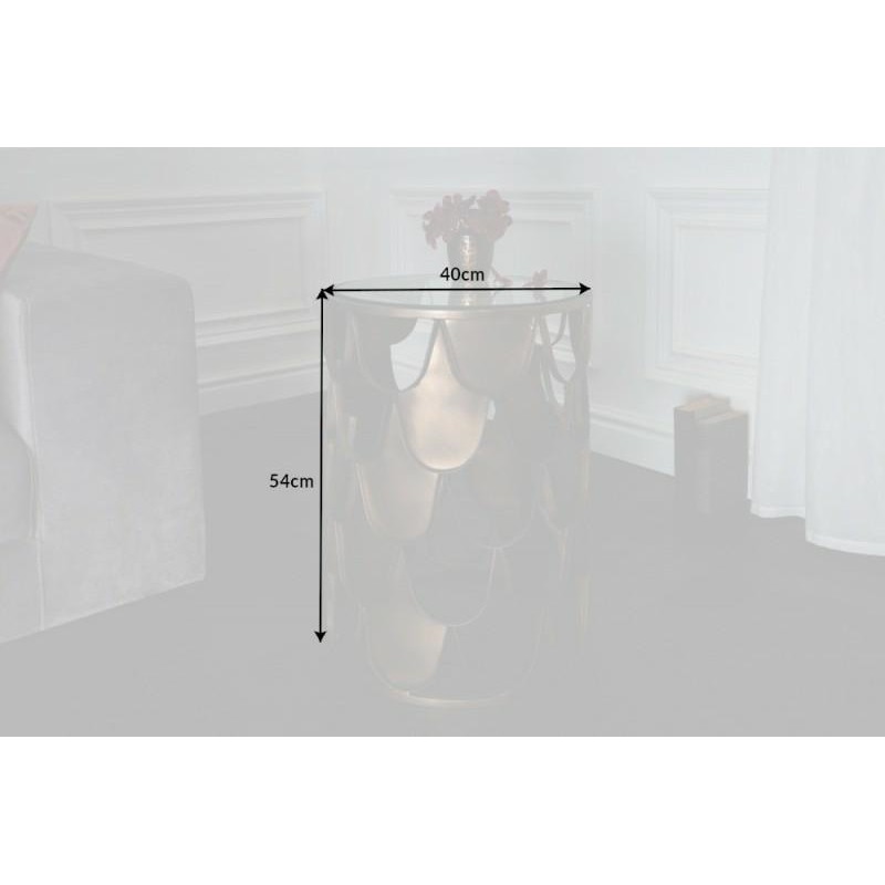 INVICTA stolik kawowy ABSTRACT 40 antik - rybia łuska, szkło, metal