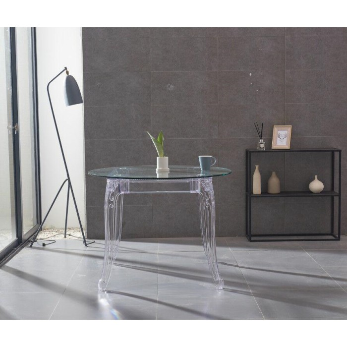 Stół KING ROUND 90 transparentny - poliwęglan, szkło hartowane