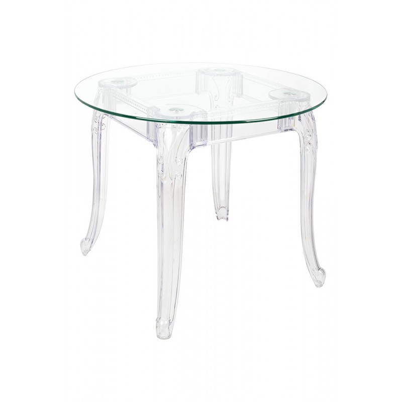 Stół KING ROUND 90 transparentny - poliwęglan, szkło hartowane