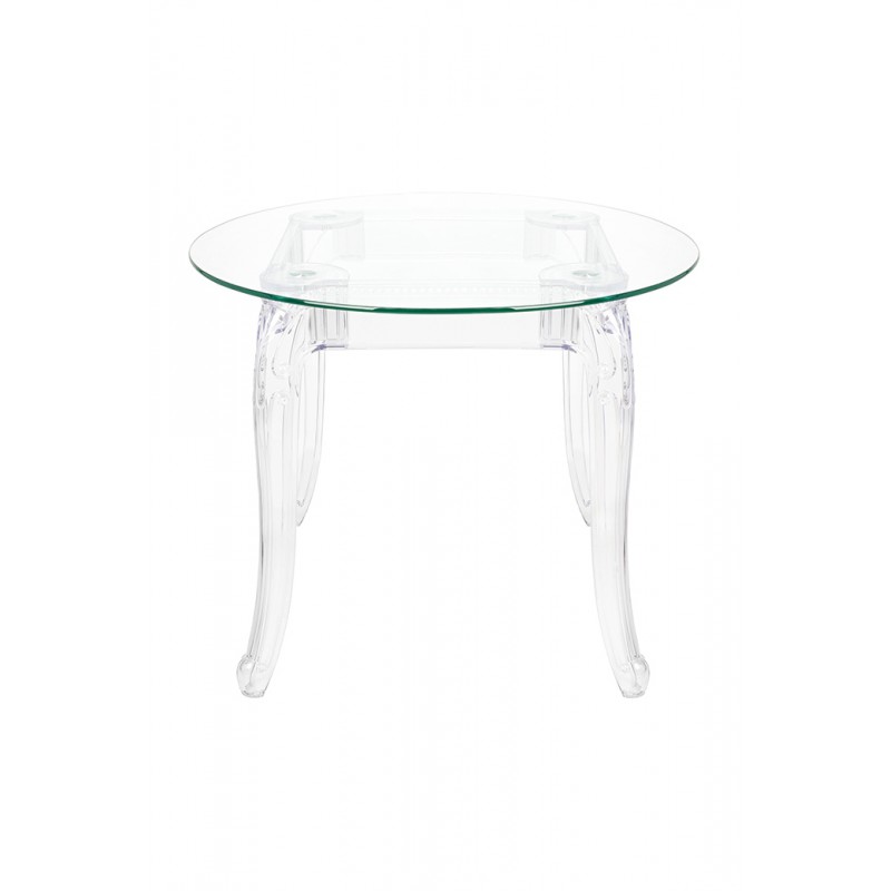 Stół KING ROUND 90 transparentny - poliwęglan, szkło hartowane