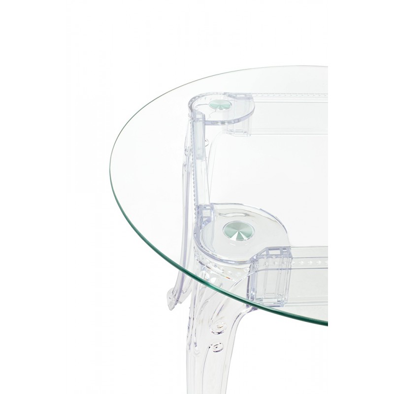 Stół KING ROUND 90 transparentny - poliwęglan, szkło hartowane