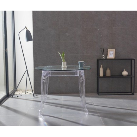 Stół KING ROUND 90 transparentny - poliwęglan, szkło hartowane
