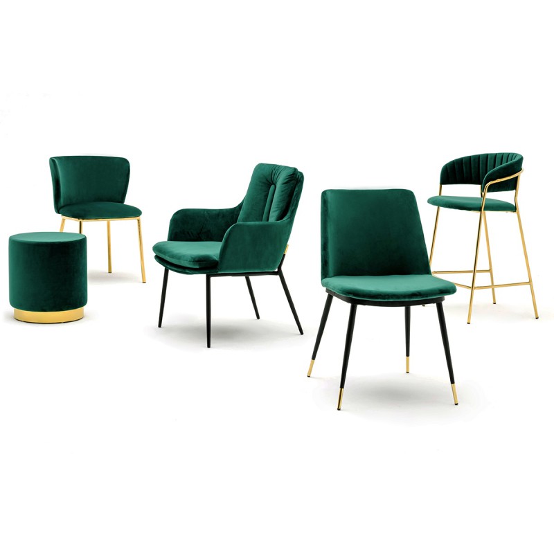 Hoker MARGO 65 ciemny zielony - welur, podstawa złota