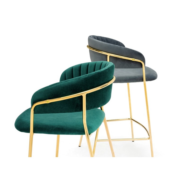 Hoker MARGO 65 ciemny zielony - welur, podstawa złota