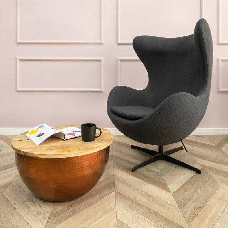 Fotel EGG CLASSIC szary popielaty.18 - wełna, podstawa aluminiowa