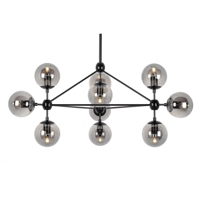 Lampa wisząca PLANETARIO 10 czarna - klosze dymione
