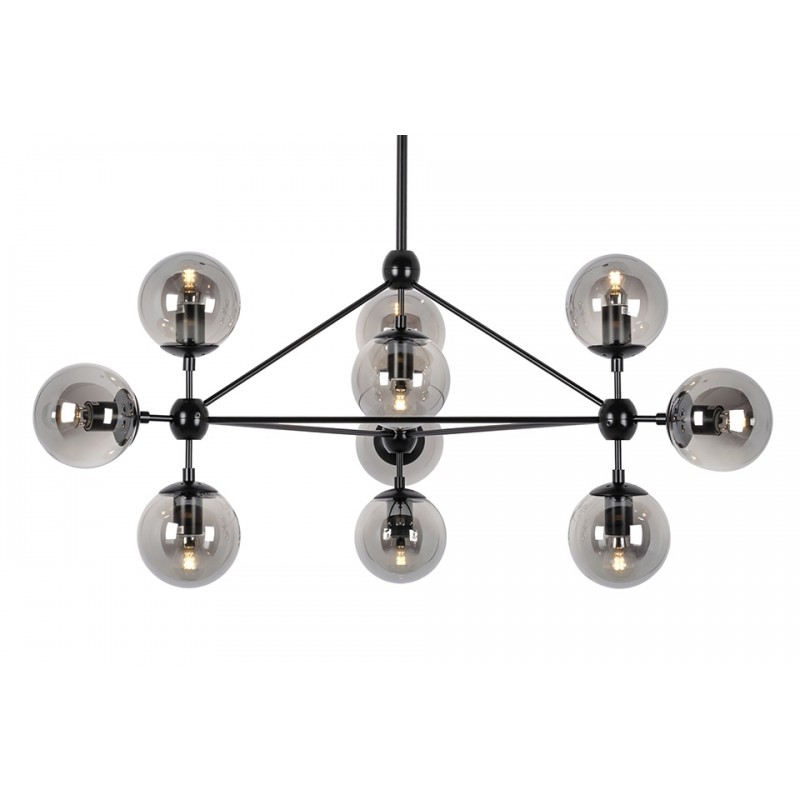 Lampa wisząca PLANETARIO 10 czarna - klosze dymione