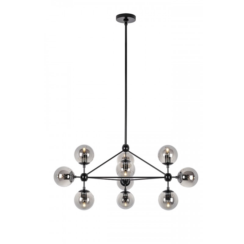 Lampa wisząca PLANETARIO 10 czarna - klosze dymione