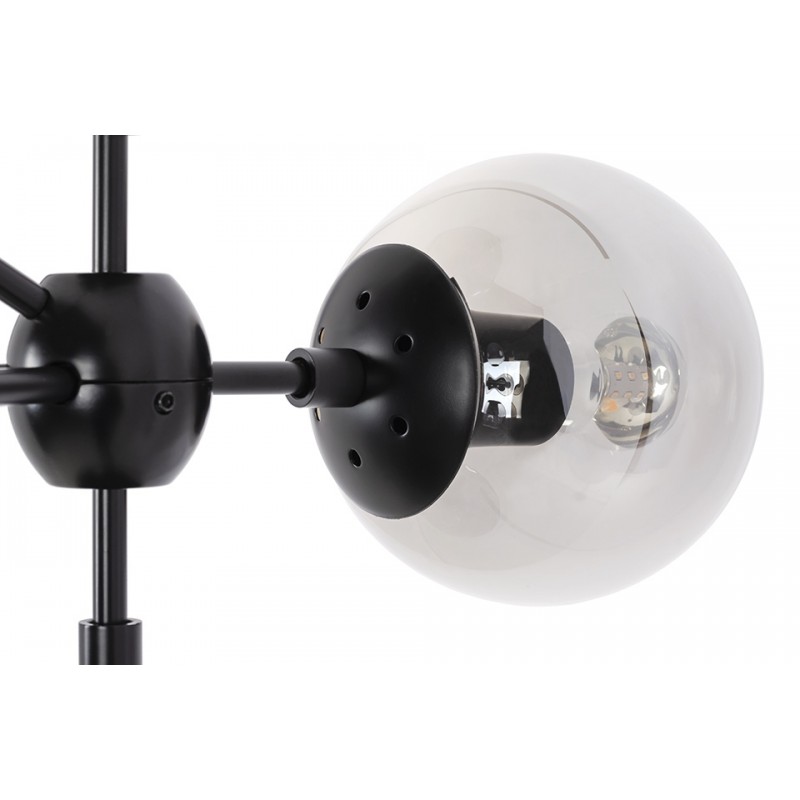 Lampa wisząca PLANETARIO 10 czarna - klosze dymione