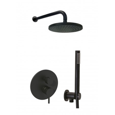Paffoni Light Zestaw natryskowy podtynkowy L-400mm fi-22,5cm Czarny mat