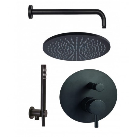 Paffoni Light Zestaw natryskowy podtynkowy L-400mm fi-22,5cm Czarny mat