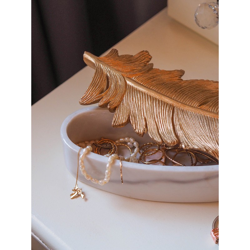 KARE pojeminik na biżuterię ZETA  biały / złoty