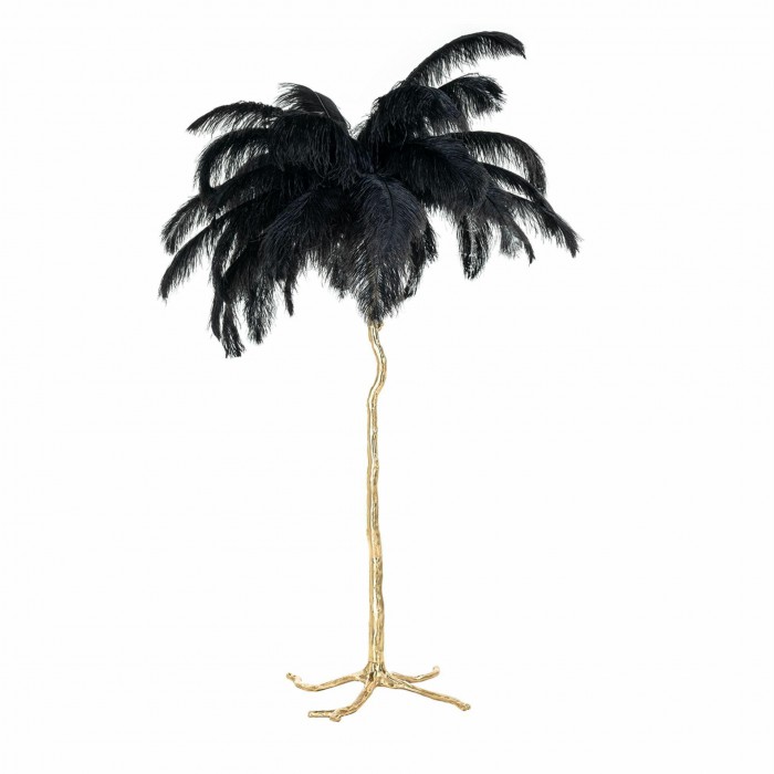 Lampa podłogowa TIFFANY złota / czarna