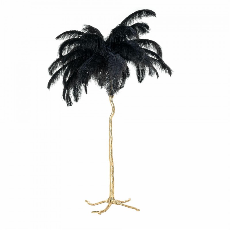 Lampa podłogowa TIFFANY złota / czarna