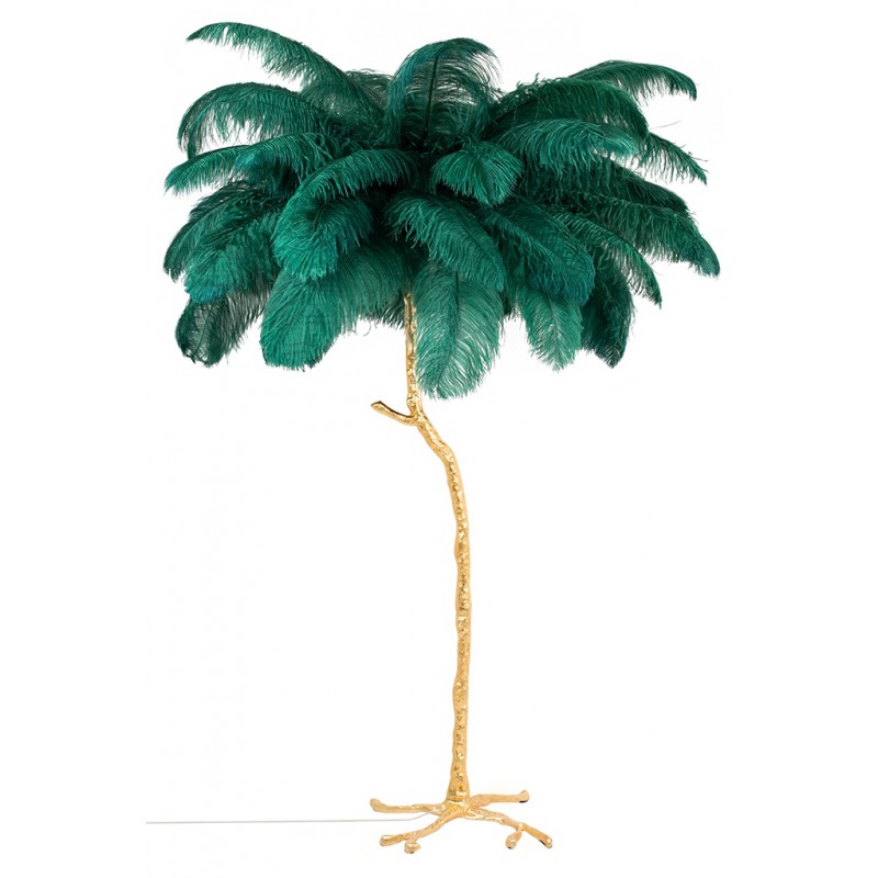 Lampa podłogowa TIFFANY złota / zielona