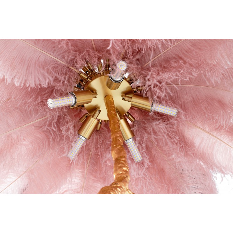 Lampa podłogowa TIFFANY złota / różowa