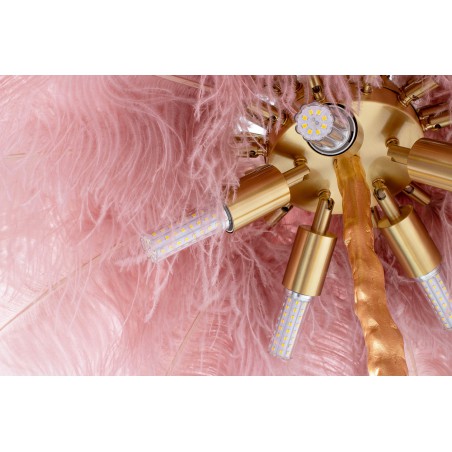 Lampa podłogowa TIFFANY złota / różowa